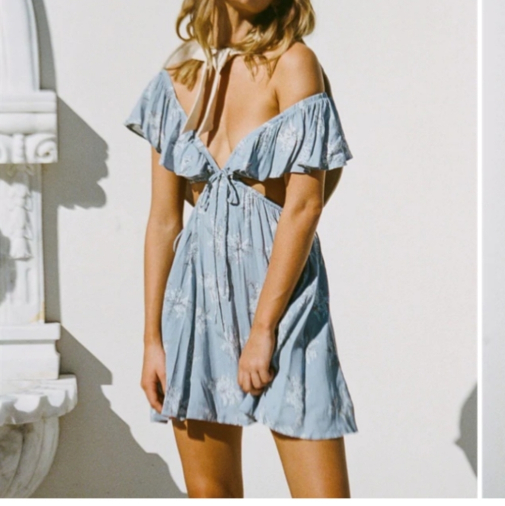 Sabo Skirt Light Blue Floral Mini Dress